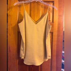 Mustard yellow spaghetti strap silky blouse